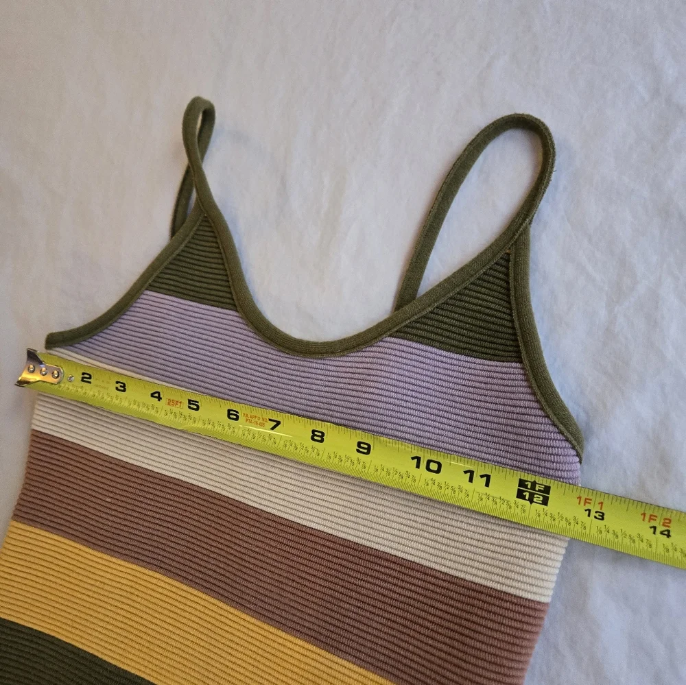 Dreamers Retro Stripe 90s Y2K Knit Spaghetti Strap Tank Top XS - Picture 5 of 9